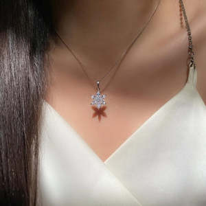 NOVAMART Fine Hallmark Vintage <b>Silver</b> Pendant Whirlflower Pattern Platinum <b>Box</b> <b>Chain</b> Zircon Moissanite Diamond Rose Gold Stones - Product Image 2