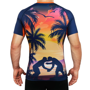 Wholesale Custom Logo 3D <b>Printed</b> Jiu Jitsu Bjj Rash Guard for Men Spiderman Compression Breathable T Shirt UPF50+ Shorts Sleeve - Product Image 4