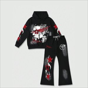 Survêtement en polaire technique en polyester pour hommes personnalisé Ensemble de survêtement de jogging 2 pièces léger à capuche Performance Street Wear imprimé - Product Image 2