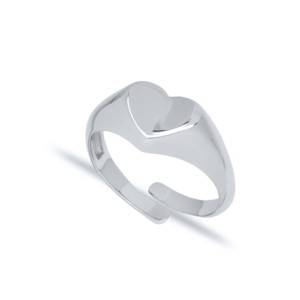 Trendy <b>Plain</b> Heart Design Adjustable <b>Ring</b> Turkish Handmade Wholesale 925 Silver Sterling Jewelry - Product Image 4