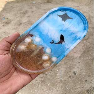 Artistic resin serving tray unique handcrafted pattern ideal for home entertaining parties celebrations or <b>gifting</b> ideas - Product Image 1