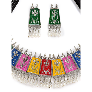 Meenakari Oxidised <b>Choker</b> for Party Wear - Product Image 5