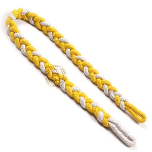 Lanière de cordon en soie jaune et blanche avec ruban de logo filaire à épaule tressée pour uniformes vestimentaires d'infanterie - Product Image 2