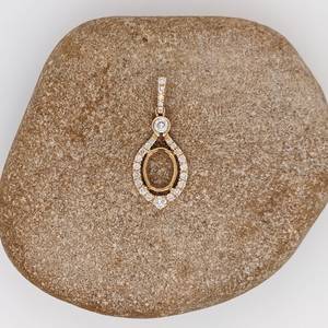 Pendentif en argent sterling 925 massif 9x7mm ovale classique semi-monté avec base de sertissage en pierre vierge avec CZ Wedding Wear Fine Jewelry - Product Image 5