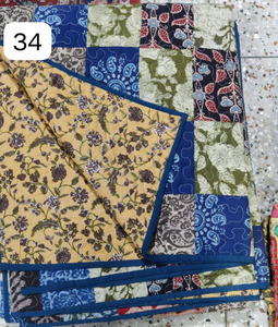 Réversible Coton Patchwork Courtepointes Fabriqué À La Main Vintage Kantha Couette Pur Main Bloc Couverture Bohème Recyclé Jeter Couverture - Product Image 2