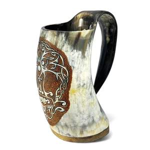 Tasse en corne viking faite à la main, très résistante, tasses en céramique d'agate artisanales, décoration d'intérieur et occasions de fête, provenance Inde - Product Image 5