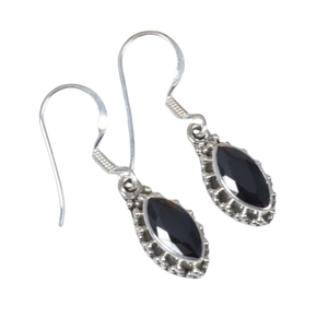 Boucles d'oreilles pendantes en onyx noir faites à la main, vente chaude, bijoux de fête tendance en argent sterling avec pierres précieuses - Product Image 1