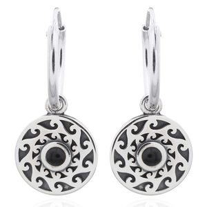 ต่างหูคลื่นแผ่นดิสก์สีดำเงินสเตอร์ลิง - Product Image 1