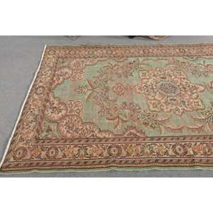 Tapis Turc Vintage Style Classique Vert et Marron 6ft 2in X 9ft 1in Tissage Plat pour Décorations de Salon - Product Image 2