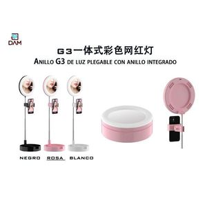 Anneau lumineux LED intégré DAM G3 en plastique pliable avec support pour téléphone pour vlog personnel et diffusion en direct - Product Image 3