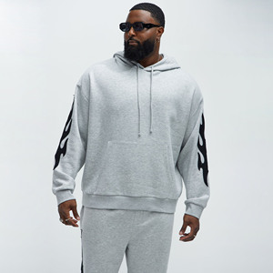 Conjunto Deportivo de Algodón 100% con Estampado Bordado, Sudadera con Capucha y Pantalones Jogger para Hombre, Conjunto de 2 Piezas, Estilo Holgado - Product Image 2