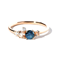 Or jaune massif 14 carats véritable saphir bleu citrine pierre précieuse diamant solitaire mariage bague de fiançailles bijoux