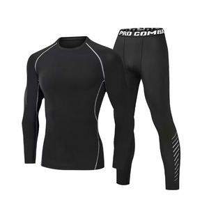 Vêtements de compression pour hommes, manches longues, sous-vêtement de base et legging de compression avec panneau imprimé par sublimation, tenue de sport pour hommes - Product Image 5