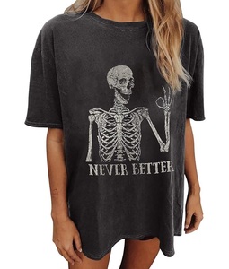 เสื้อยืดผ้าฝ้ายโอเวอร์ไซส์สำหรับผู้หญิงพิมพ์โลโก้ตามสั่งสำหรับแบรนด์และแนวแฟชั่น - Product Image 3