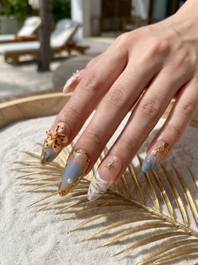 เล็บปลอมทรงสควอวัลทำมือ ลายทรอปิคอลซัมเมอร์โอเชียน ดอกไม้ 3 มิติ ปลาดาว ต้นปาล์ม ใช้ซ้ำได้ หรูหรา เหมาะสำหรับชายหาด ขายส่ง - Product Image 2