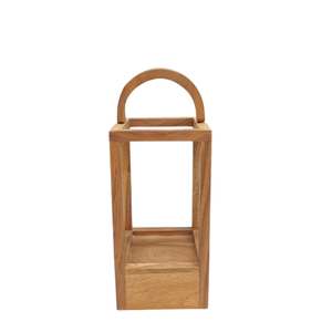 Linterna de forma cuadrada de madera de diseño moderno con mango, linterna de gran tamaño de Color Natural para decoración del hogar personalizada - Product Image 2