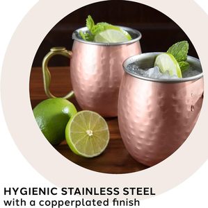 Divris Copper Moscow Mule <b>Mug</b> Handcrafted Hammered Finish Welded Handle Vintage Design Eco-Friendly <b>Large</b> Capacity Home Party - Product Image 3