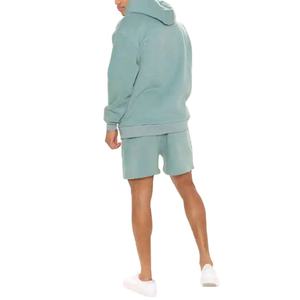 Ensemble sweat à capuche et short à épaules tombantes personnalisé, vêtements streetwear, ensemble de jogging d'été court, survêtement délavé à l'acide - Product Image 3