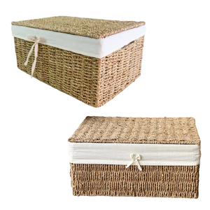 CESTA DE ALMACENAMIENTO DE HIERBA Marina hecha a mano decorativa con forro de algodón extraíble Marco de metal duradero Ideal minorista o para uso doméstico - Product Image 1