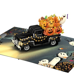 Voiture d'Halloween pour événements spéciaux Carte de voeux Carte 3D Pop Up Carte de voeux Artisanat Vente en gros - Product Image 1