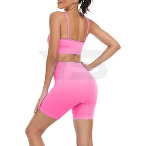 Custom Logo Private Label Jogging Fitness Shorts Anti-Wrinkle Hip Lift Ribbed Bra Shorts Yoga Fitness <b>Set</b> <b>for</b> Adults Plus Size - Product Image 6