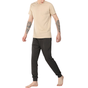 Pijamas sexis de algodón 100% para hombre, conjunto de ropa de dormir de satén suave de lujo OEM, ropa de dormir Premium transpirable de secado rápido, ropa de descanso elegante para - Product Image 2