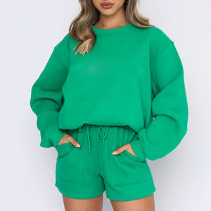 Ensemble de survêtement pour femmes grande taille personnalisé, uni, respirant, automne, 2 pièces, spandex/polyester, décontracté, vêtements de rue - Product Image 4