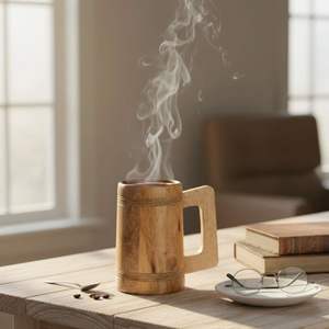 Chopes à bière en bois avec finition naturelle, personnalisables, adaptées aux aliments, pour cuisines, maisons, cafés, camping et fêtes - Product Image 4