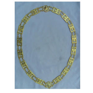 COLLAR DE CADENA DE COLOR DORADO DE METAL MASONIC PAST MASTER, TERCIOPELO AZUL CON RETROCESO Collar de cadena SHRINER Dorado sobre terciopelo azul 2025 - Product Image 5