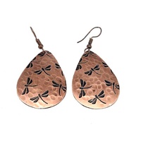 Boucles d'oreilles ethniques australiennes de 1960, bijoux patinés, grandes boucles d'oreilles martelées en cuivre coloré, bijoux fantaisie roses pour femmes