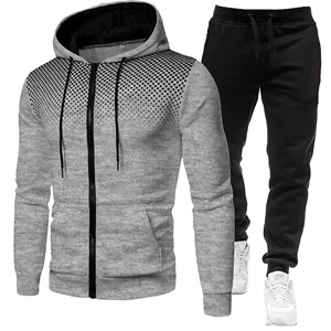 Ensemble de survêtement sportif automne-hiver pour hommes, style européen et américain, couleur unie, doublure polaire, survêtement décontracté, hauts actifs - Product Image 5