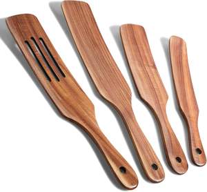 Natural Acacia Wood Spurtle <b>Set</b> Kitchen Utensils Cooking Tools <b>Nonstick</b> <b>Cookware</b> Safe Stirring Mixing Spatula Spoon - Product Image 1