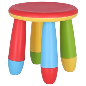 WELL HOME Tabouret rouge pour enfants, chaise en plastique solide et durable, diamètre 30x26 cm - Product Image 4