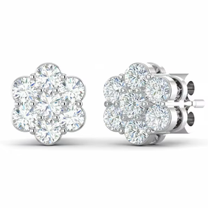 Exquisitos Pendientes de Botón con Forma de Racimo de Flores para Mujer, Joyería Brillante y Elegante, Regalo Perfecto para Cumpleaños, Aniversario o Ocasión Especial - Product Image 1