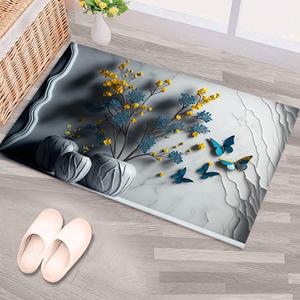 Tapis Fleurs et Papillons, Tapis Moderne de Luxe à Motifs Floraux, Tapis Fin Non Tissé - Product Image 5