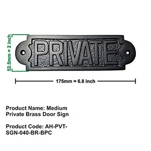 Hardware Medium Private Brass <b>Door</b> <b>Sign</b> Black Powder Coated Nameplate <b>for</b> Home Office - Product Image 6