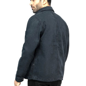 Ropa de calle de invierno para hombre, chaqueta vaquera de lona personalizable con cuello mandarín, estilo Hop Hip, diseño rasgado, logotipo frontal - Product Image 2