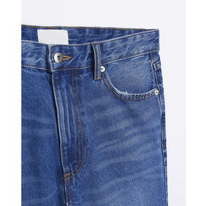 กางเกงยีนส์ผ้ายีนส์ซักได้สำหรับผู้หญิงกางเกงยีนส์ทรงตรงยาวสุดหรูสีฟ้า - Product Image 5