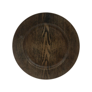 Assiettes rondes modernes en bois, grain de bois brun antique, pour mariages, dîners, événements, décoration, à bon prix - Product Image 1
