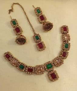 ชุดตุ้มหูและมาลาแฟชั่นสีทองชุดเครื่องประดับเจ้าสาวเทียมหรูหราชุดเครื่องประดับเจ้าสาวหินเพทายสุดหรู2025 - Product Image 4