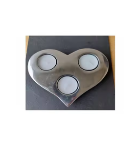 Vajilla de plata moderna hecha a mano en forma de corazón exquisito tres portavelas para decoración del hogar artesanías de Metal - Product Image 1
