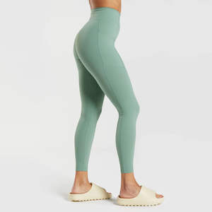 Vert menthe extensible dans les quatre sens Leggings de yoga taille haute pour femmes collants d'entraînement de gymnastique à séchage rapide pantalons confortables solides - Product Image 2