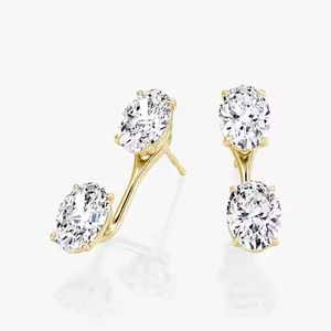 Elegante 10K oro forma ovalada laboratorio cultivado diamante pendientes moda todos los días comodidad joyería declaración-hacer brillo regalo perfecto para - Product Image 1
