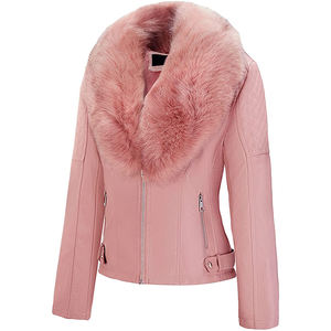 New 2025 Professional Winter Plus <b>Velvet</b> Thickened Leather <b>Jacket</b> OEM/ODM Service Collar Fur Leather <b>Jacket</b> - Product Image 1