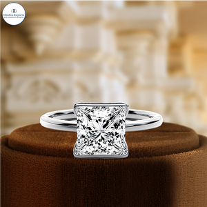Anillo de Compromiso con Diamante de Corte Princesa, 1 Quilate, Certificado IGI, Diamante Cultivado en Laboratorio, Oro de 14K, Engaste de Media Aro, Anillo Solitario de Regalo - Product Image 1