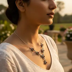 "925 Silver Fashion Beaded <b>Carnelian</b> <b>Necklace</b> for Women" - Product Image 1