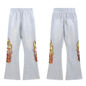 กางเกงวอร์มผู้ชายผ้าฝ้ายเฟรนช์เทอร์รี่สไตล์วินเทจแบบเป็นมิตรกับสิ่งแวดล้อม คุณภาพสูง ทรงแบ็กกี้ขาบาน ไซส์ XXL - Product Image 2