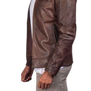 Veste en cuir d'aviateur pour homme, vente chaude 2026, veste bomber en cuir d'agneau, taille plus, logo personnalisé, veste ajustée, fermeture éclair - Product Image 6