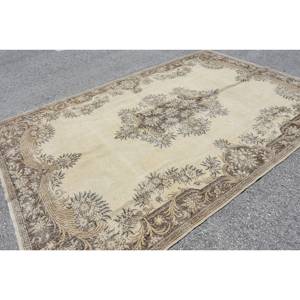 Classic Beige <b>Brown</b> 7.1 X 10.6 ft <b>Wool</b> Rug Patchwork Turkish Design for Entryway Living Bedroom Latex Rectangular Sideboard Rugs - Product Image 4