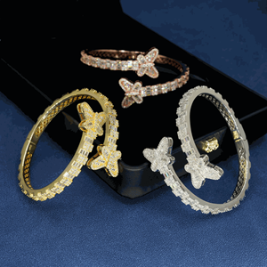 Iced Out 925 Sterling <b>Silver</b> Hip Hop Jewelry Butterfly <b>Bracelet</b> <b>Bangle</b> - Product Image 1